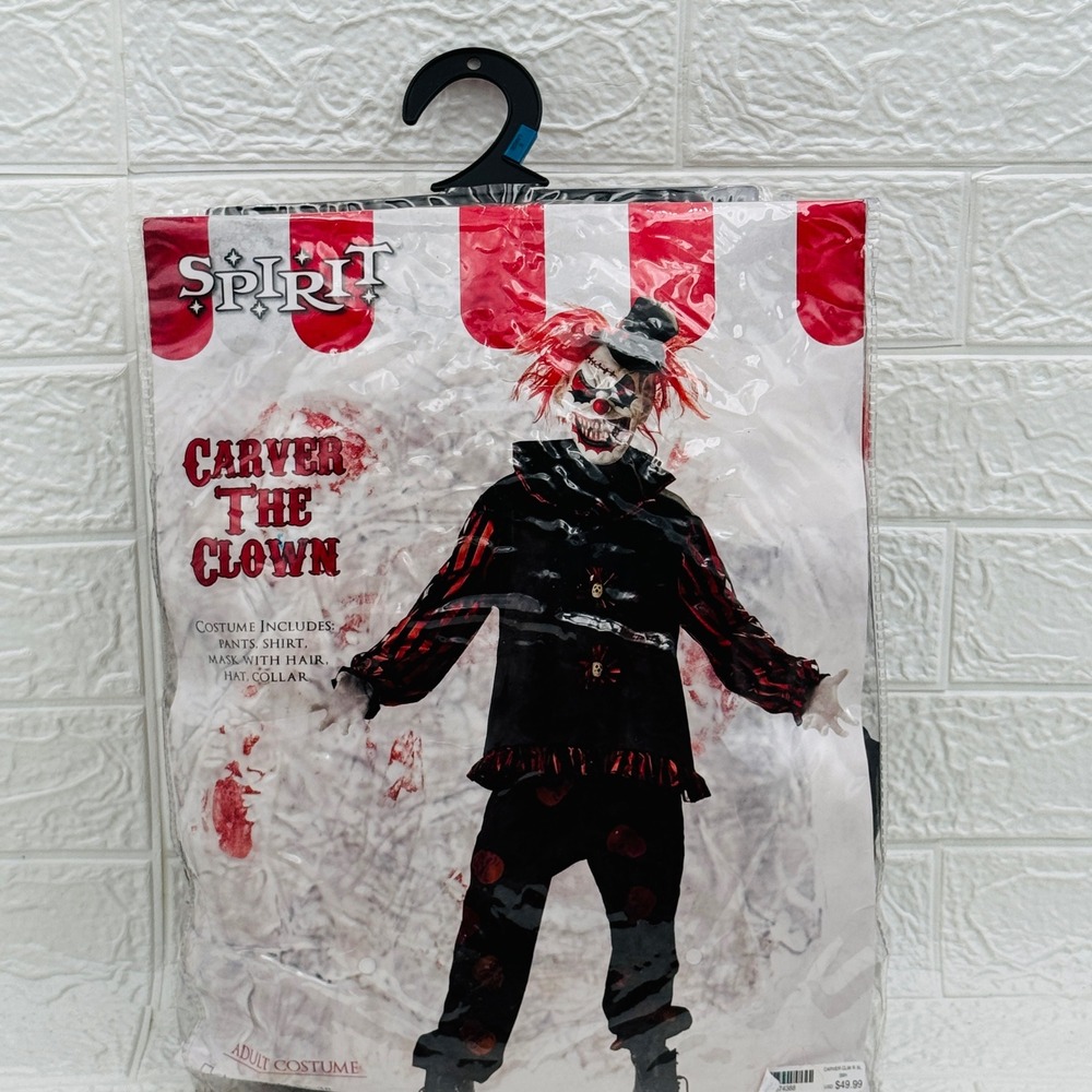 Spirit Carver The Clown Costume Adult XL Black Red New Scary Horror Halloween